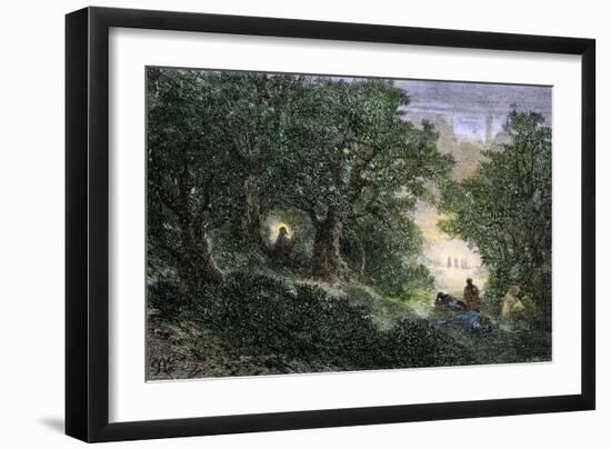 Jesus Praying in the Garden of Gethsemane before His Arrest-null-Framed Giclee Print
