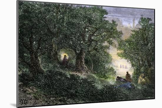 Jesus Praying in the Garden of Gethsemane before His Arrest-null-Mounted Giclee Print