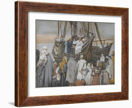 Jesus Preaches in a Ship from 'The Life of Our Lord Jesus Christ'-James Jacques Joseph Tissot-Framed Giclee Print