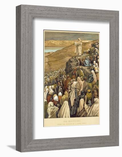 Jesus Preaches the Sermon on the Mount-James Tissot-Framed Photographic Print