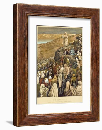 Jesus Preaches the Sermon on the Mount-James Tissot-Framed Photographic Print