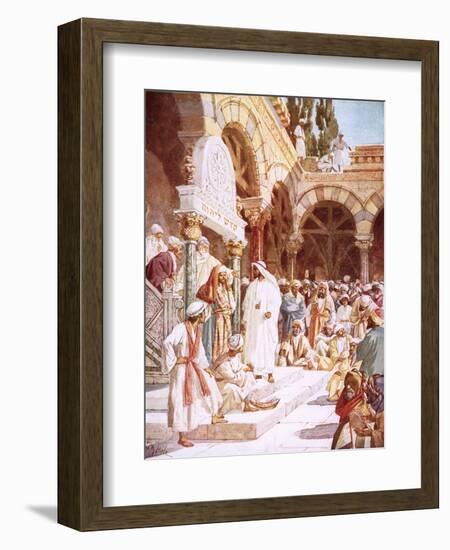 Jesus Preaching in the Temple-William Brassey Hole-Framed Premium Giclee Print