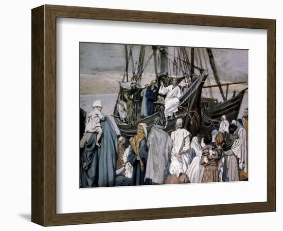 Jesus Preaching on a Boat-James Tissot-Framed Giclee Print