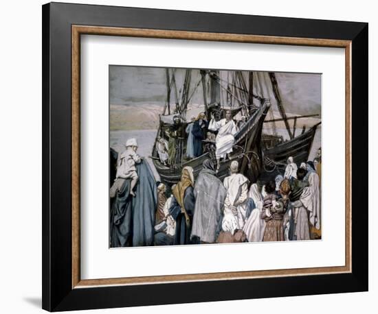 Jesus Preaching on a Boat-James Tissot-Framed Giclee Print