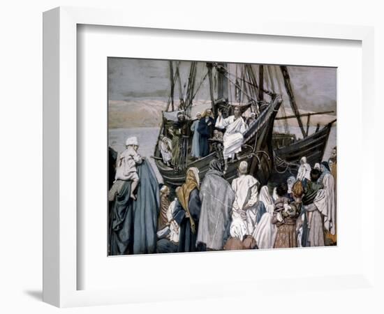 Jesus Preaching on a Boat-James Tissot-Framed Giclee Print