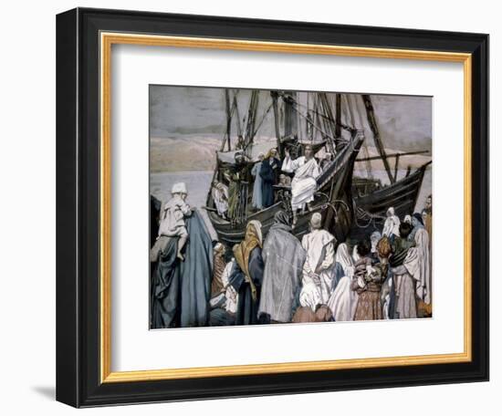 Jesus Preaching on a Boat-James Tissot-Framed Giclee Print