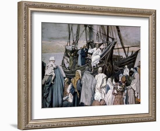 Jesus Preaching on a Boat-James Tissot-Framed Giclee Print