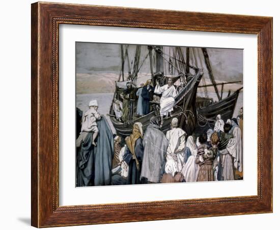 Jesus Preaching on a Boat-James Tissot-Framed Giclee Print