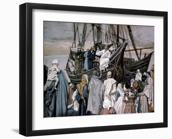 Jesus Preaching on a Boat-James Tissot-Framed Giclee Print