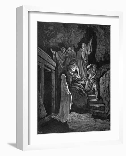 Jesus Raising Lazarus from His Tomb, 1865-1866-Gustave Doré-Framed Giclee Print