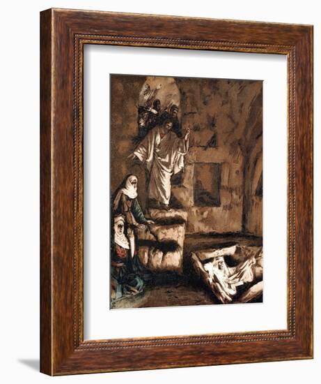 Jesus Raising Lazarus from the Tomb, 1897-James Jacques Joseph Tissot-Framed Giclee Print