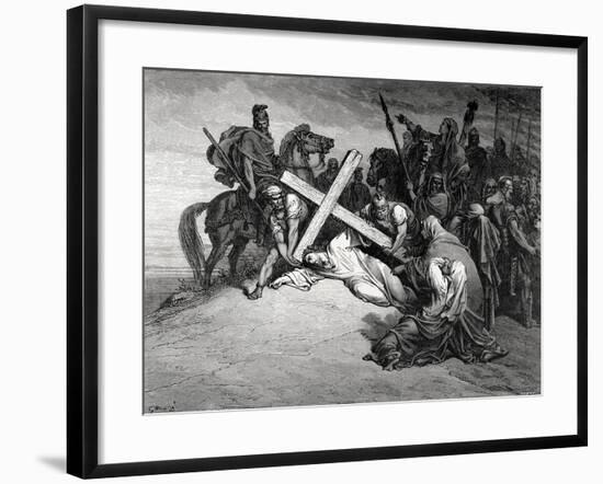 Jesus Reaches the Top of Calvary, Engraving, 19th Century-null-Framed Giclee Print