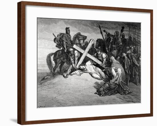 Jesus Reaches the Top of Calvary, Engraving, 19th Century-null-Framed Giclee Print