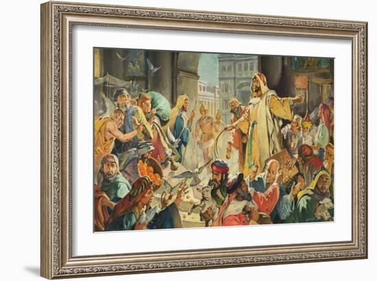 Jesus Removing the Money Lenders from the Temple-McConnell-Framed Giclee Print