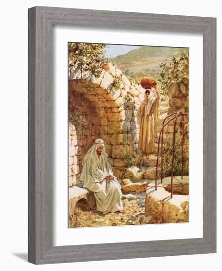 Jesus Resting by Jacob's Well-William Brassey Hole-Framed Giclee Print