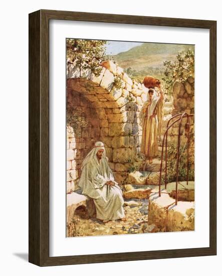 Jesus Resting by Jacob's Well-William Brassey Hole-Framed Giclee Print