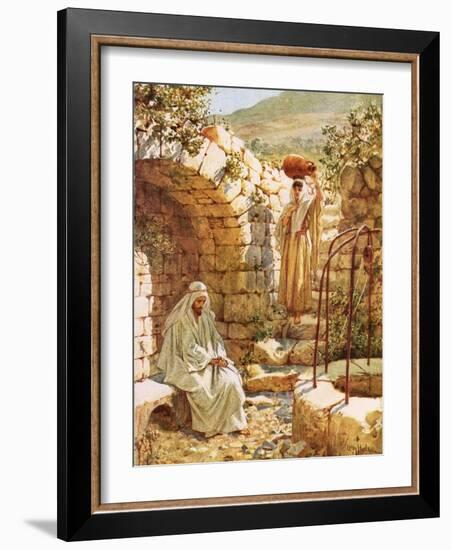 Jesus Resting by Jacob's Well-William Brassey Hole-Framed Giclee Print