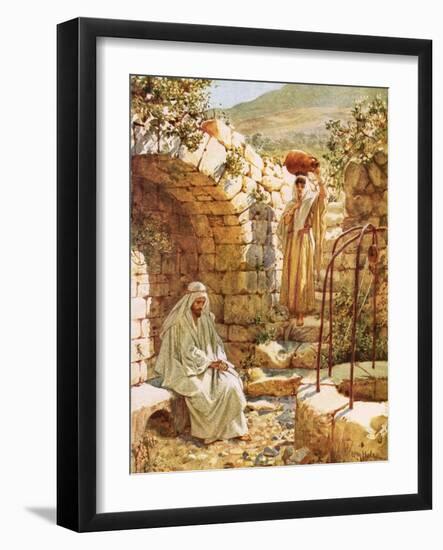 Jesus Resting by Jacob's Well-William Brassey Hole-Framed Giclee Print