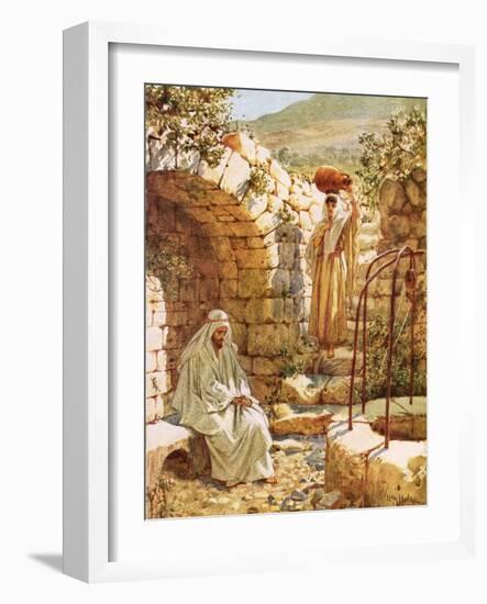 Jesus Resting by Jacob's Well-William Brassey Hole-Framed Giclee Print