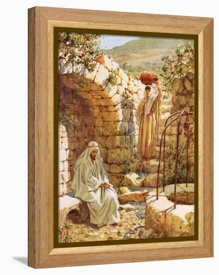 Jesus Resting by Jacob's Well-William Brassey Hole-Framed Premier Image Canvas