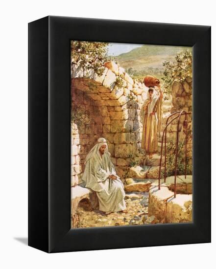 Jesus Resting by Jacob's Well-William Brassey Hole-Framed Premier Image Canvas