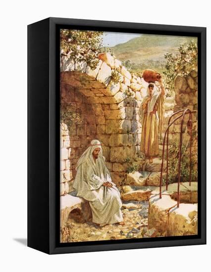 Jesus Resting by Jacob's Well-William Brassey Hole-Framed Premier Image Canvas