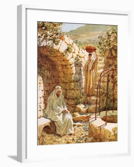 Jesus Resting by Jacob's Well-William Brassey Hole-Framed Giclee Print