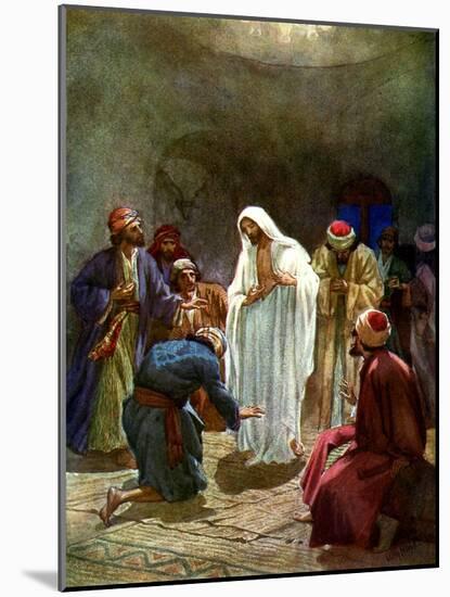 Jesus shows the disciples his wounds - Bible-William Brassey Hole-Mounted Giclee Print