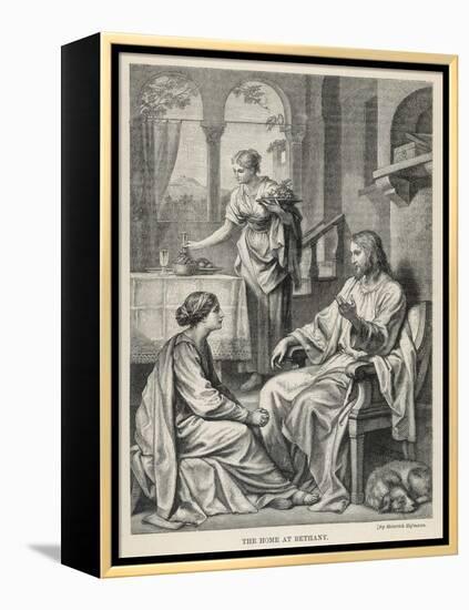 Jesus Talks with Mary While Martha Does Housework-Heinrich Hofmann-Framed Premier Image Canvas