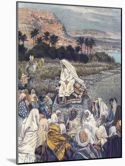 Jesus Teaches on the Shore - Jesus Teaching on the Sea-Shore - from “” the Life of Our Lord Jesus C-James Jacques Joseph Tissot-Mounted Giclee Print