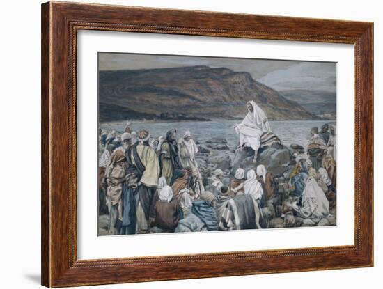 Jesus Teaching by the Seashore-James Tissot-Framed Giclee Print