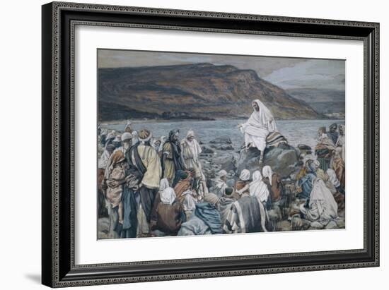 Jesus Teaching by the Seashore-James Tissot-Framed Giclee Print