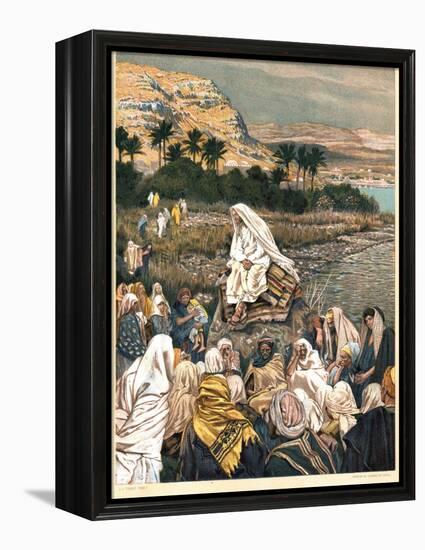 Jesus Teaching on the Sea Shore, C1890-James Jacques Joseph Tissot-Framed Premier Image Canvas