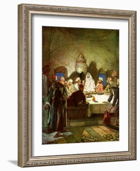 Jesus tells his disciples that he will be betrayed - Bible-William Brassey Hole-Framed Giclee Print