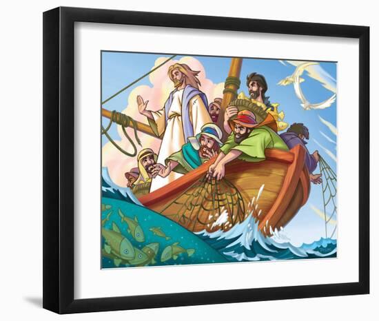 Jesus the Fisherman-null-Framed Art Print