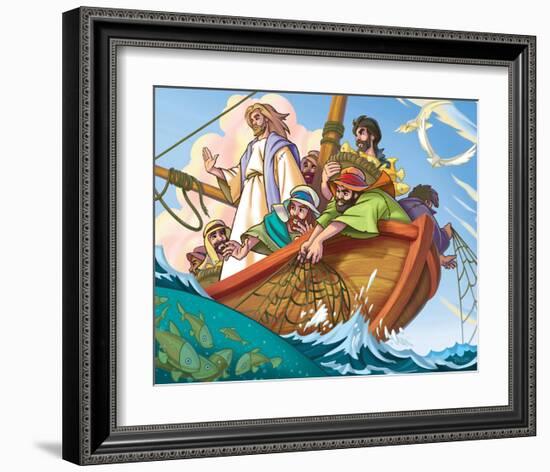 Jesus the Fisherman-null-Framed Art Print