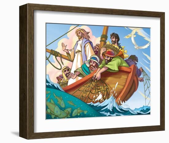 Jesus the Fisherman-null-Framed Art Print