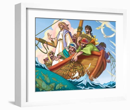 Jesus the Fisherman-null-Framed Art Print