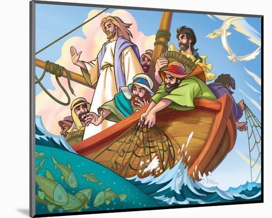 Jesus the Fisherman-null-Mounted Art Print