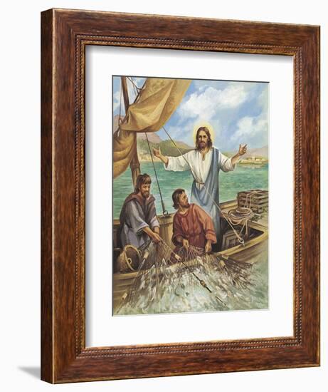 Jesus the Fisherman-Bev Lopez-Framed Art Print