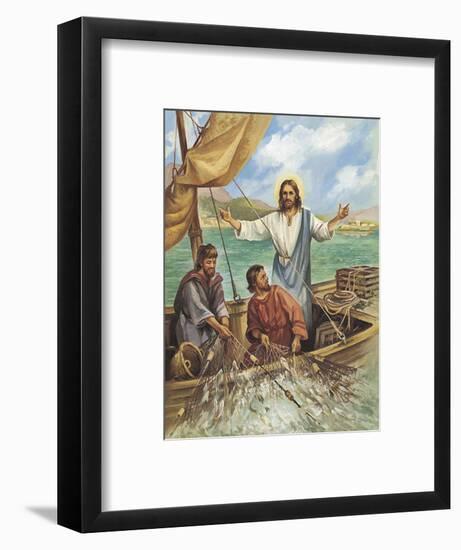 Jesus the Fisherman-Bev Lopez-Framed Art Print