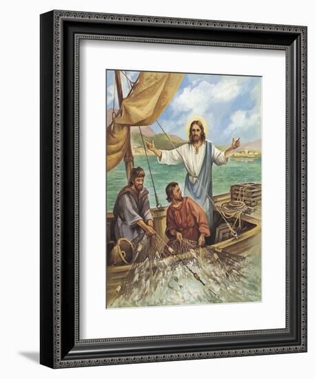 Jesus the Fisherman-Bev Lopez-Framed Art Print