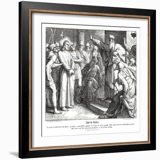 Jesus' trial before Caiaphas, Gospel of Matthew-Julius Schnorr von Carolsfeld-Framed Giclee Print