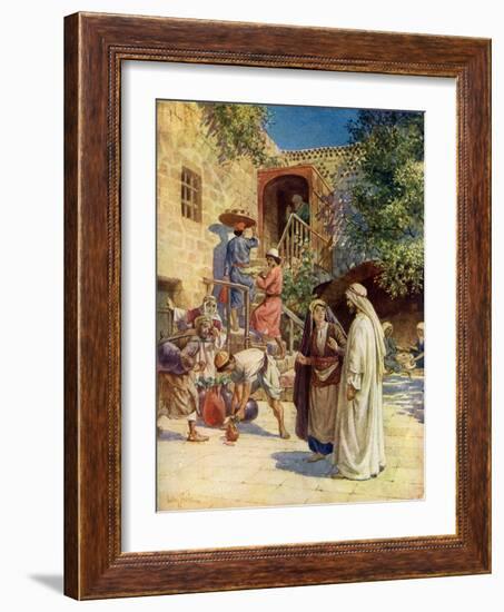 Jesus turns water into wine - Bible-William Brassey Hole-Framed Giclee Print