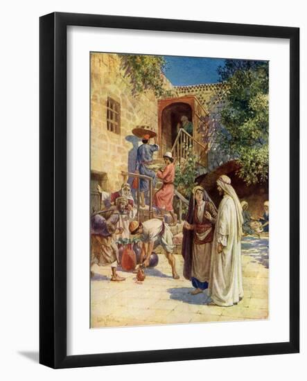 Jesus turns water into wine - Bible-William Brassey Hole-Framed Giclee Print