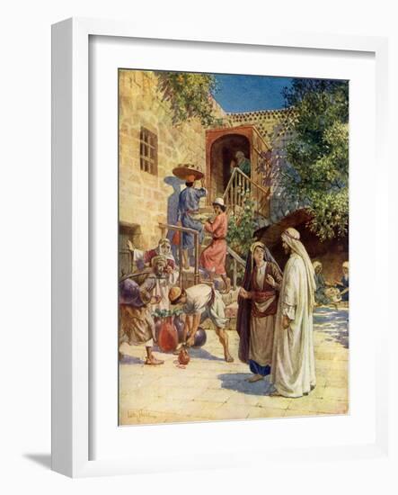 Jesus turns water into wine - Bible-William Brassey Hole-Framed Giclee Print