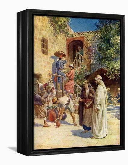 Jesus turns water into wine - Bible-William Brassey Hole-Framed Premier Image Canvas