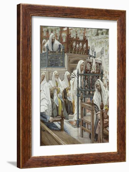 Jesus Unrolls the Book in the Synagogue, Illustration for 'The Life of Christ', C.1886-96-James Tissot-Framed Giclee Print