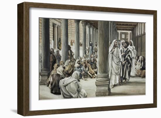 Jesus Walking on Solomon's Porch-James Tissot-Framed Giclee Print