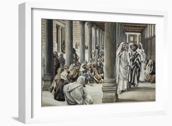 Jesus Walking on Solomon's Porch-James Tissot-Framed Giclee Print